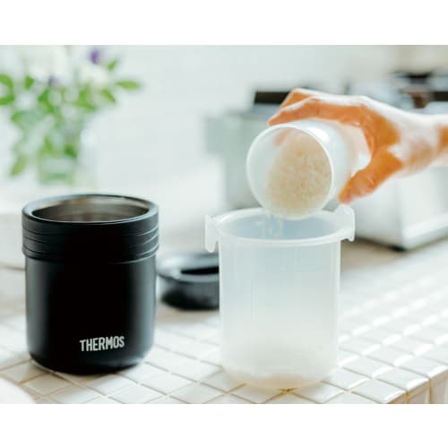 Thermos Lunch Box for Cooking Rice, Approximately 0.7 Cups, Black JBS-360 BK