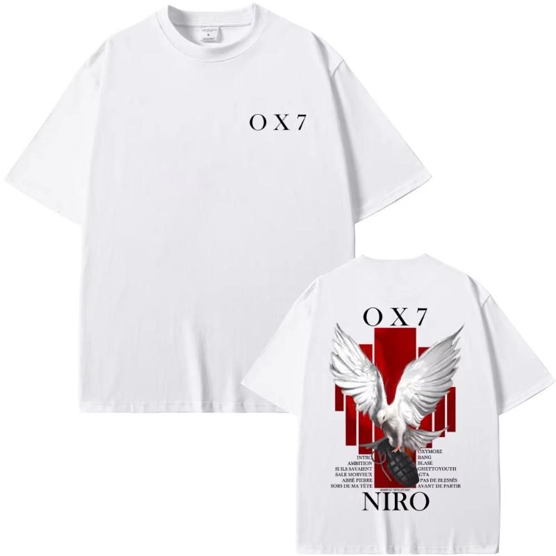 

Men Women Rapper Niro OX7 Album Pattern Printed T-shirt Hip-hop Fashion Pop Music Casual Cotton Short Sleeved Street Wear M