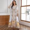 ZD025 Stylish Muslim Women's Beaded Print Robe Dress