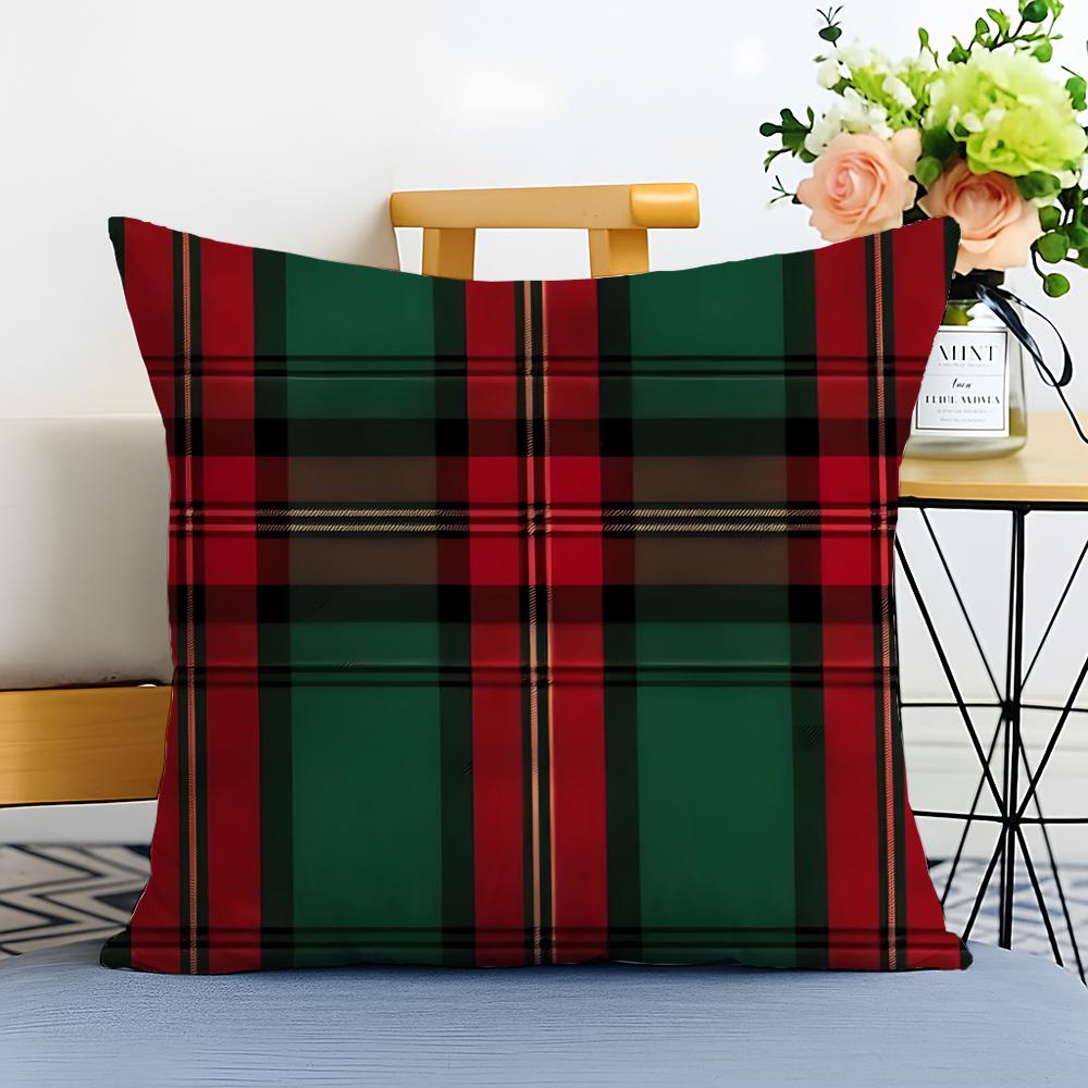 scottish Tartan Cushion Cover Washable Linen comfort Soft  for Sofa Bed Cozy Home Room Decor
