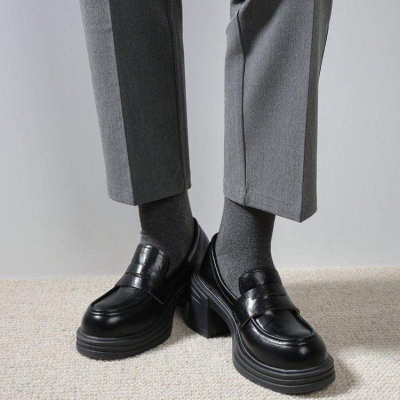 Fashion Women's Thick Heel Shoes Autumn New Round Head Deep Mouth Thick Sole Anti-slip Wear-resistant Low-top Heels