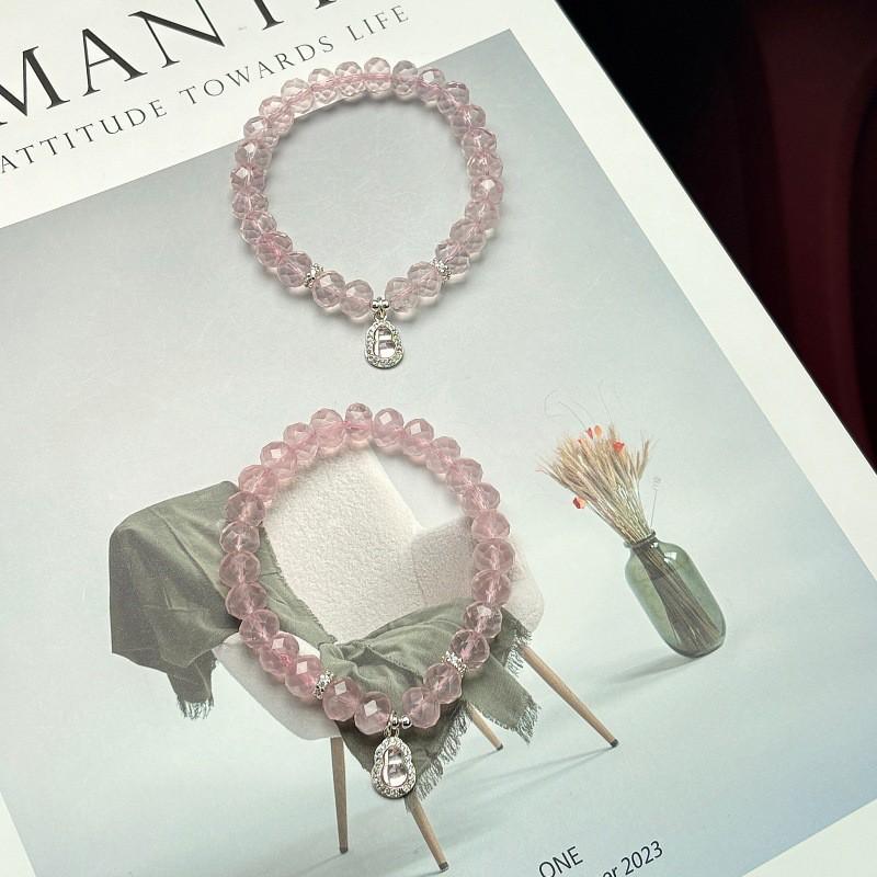 Pink Crystal Bracelet With Carved Faceted Abacus Beads Charm Fresh Style Jewelry Women