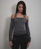Bunteu Eyelet Halter Long Sleeve (Charcoal)