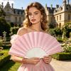 Summer Folding Fan with Glitter Powder Portable Plastic Ribs Hand Fan Men Women Dance Performance Props Party Favors