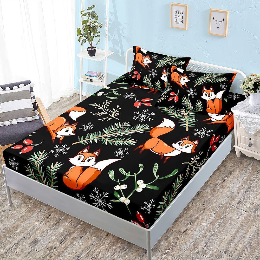 Cartoon Three-Piece Animal Fox Unicorn Mattress Mattress Mattress Protective Cover