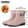 Women's British Fashion Mid-Calf Waterproof Rubber Rain Boots - Non-Slip, Warm Frosted Overshoes for Kitchens and More