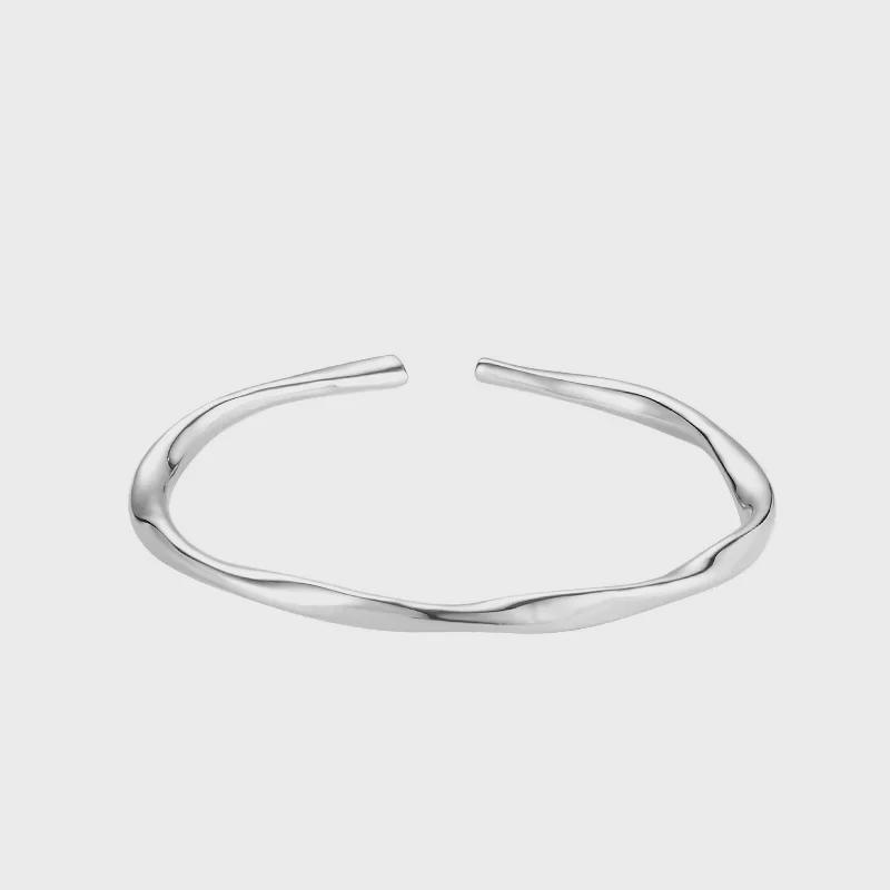 "9999 Sterling Silver Mobius Open Bracelet - Light Luxury Design for Men & Women, Ideal Gift for Young Couples and Students"