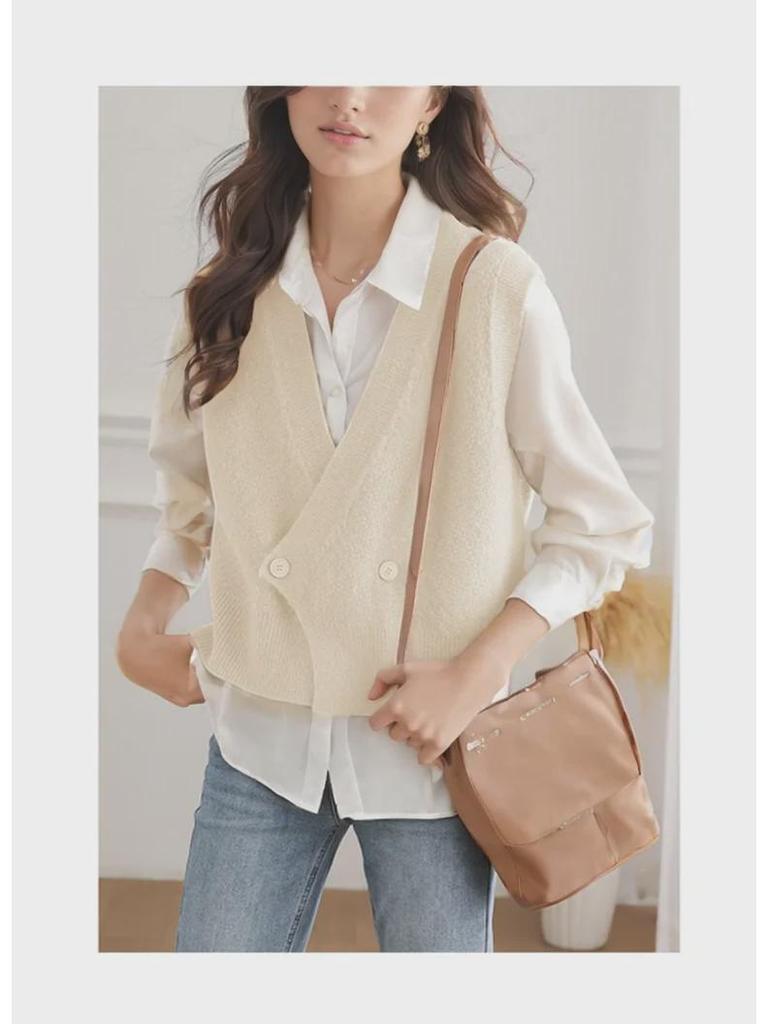Trendy Women's Spring Knit Sweater Vest Cardigan