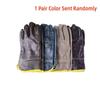 1 Pair Short Leather Cowhide Workers Work Gloves Welding Safety Protection Garden Sports Motorcycle Driver Wear-Resistant Gloves