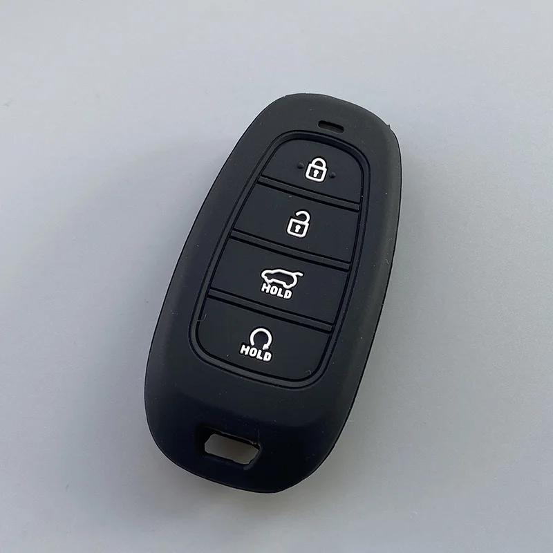 Silicone Car Key Case Cover for Hyundai Santa Fe Sonata Hybrid NEXO Tucson NX4 Solaris New Grand Car Key Chain Shell Accessories