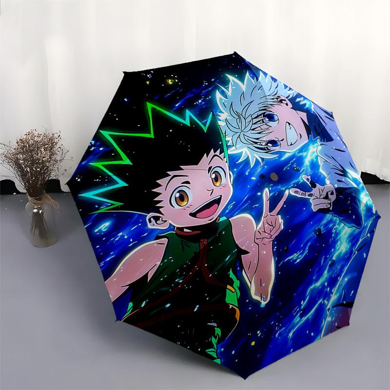 1pc Hunter x Hunter Gon & Killua Auto Open Close Umbrella Portable 3-Fold Design, 8-Bone Iron Frame Outdoor Umbrella Perfect Gift for Fans, Travelers,