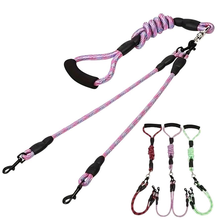 Double Dog Leash for Medium Dogs - Two-Headed Traction Belt