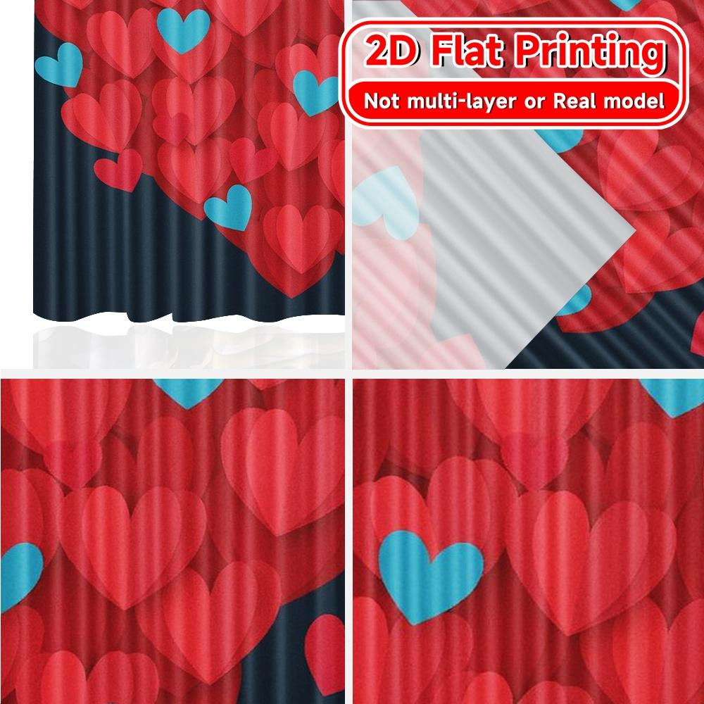 2D Flat Printing  2pcs Heart Bloom Popular Creative Curtains Semi-Sheer Curtains Decorations For Home Decorative for Living Room