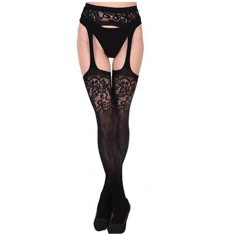 Women's Tights Black Lace Floral Stockings Pantyhose Female Embroidery Leopard Leggings Suspender Garter Belt Transparent Thigh Socks