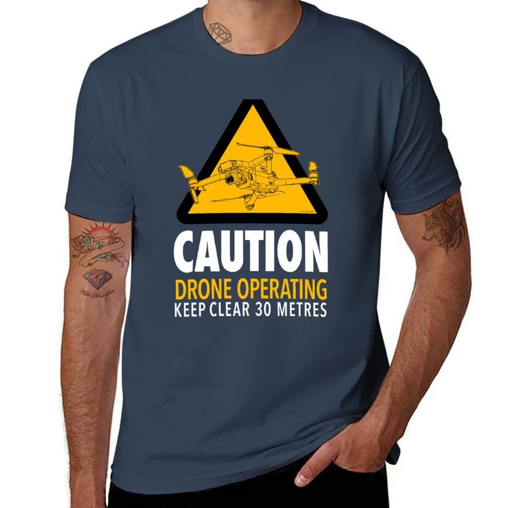 Drone Caution Signage (Drone Operator) Tshirt Fashion Pattern Printed Tee Shirt