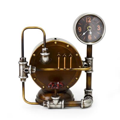 BCL Steampunk Desk Clock, Black, Piggy Bank, Retro