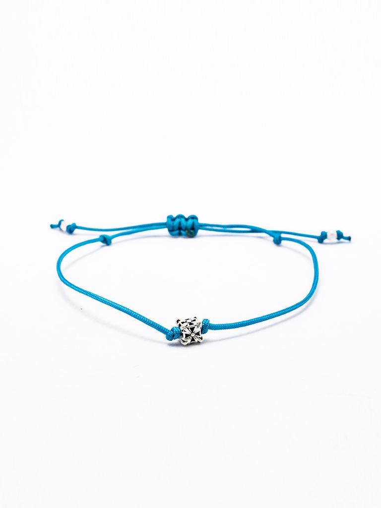 Harang Hr 294B_Cube Pendant Fabric Bracelet (Blue)