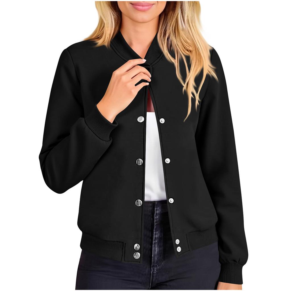 Women's Casual Loose Fit Long Sleeve Hoodie Jacket with Stand Collar for Street