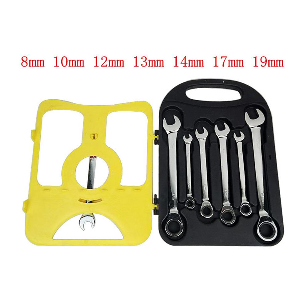 7Pcs/Set Auto Flexible Head Sleeve Combination Tool Ratchet Handle Wrench Spanner Set of Hardware Car Repair Hand Tools