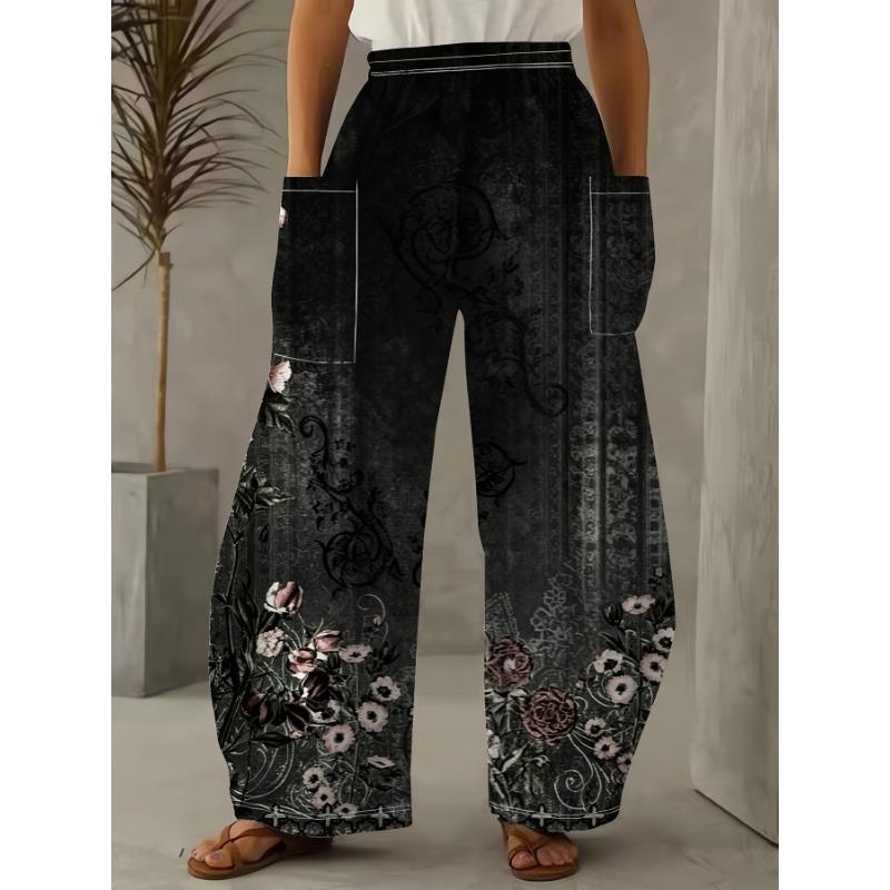 Everyday Casual Floral Print Loose Pants