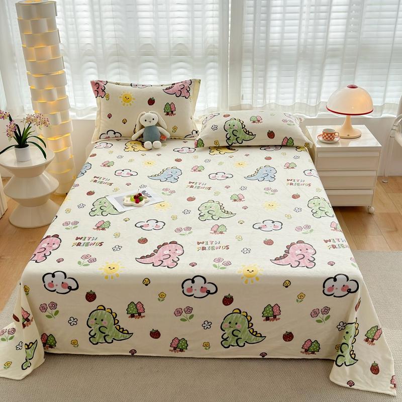 3Pcs Botanical Floral Style Bed Sheet Set Flannel Bed Sheets for Fall and Winter Luxury Super Soft Cozy Queen Size Bedding Set