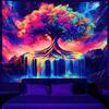 Simpkeely Tree of Life Blacklight Tapestry UV Reactive Colorful Waterfall Tapestry Galaxy Space Starry Sky Wall Tapestries Hanging for Bedroom -