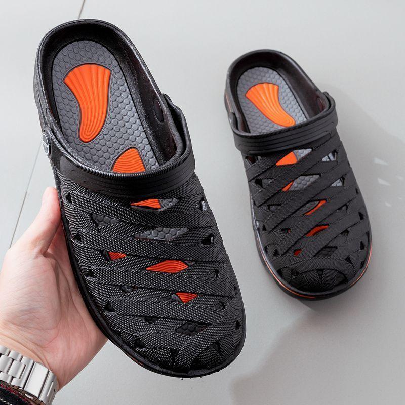 

Мужские дышащие сандалии двойного назначения с закрытым носком в корейском стиле с нескользящей подошвой для шеф-повара 43 чёрный