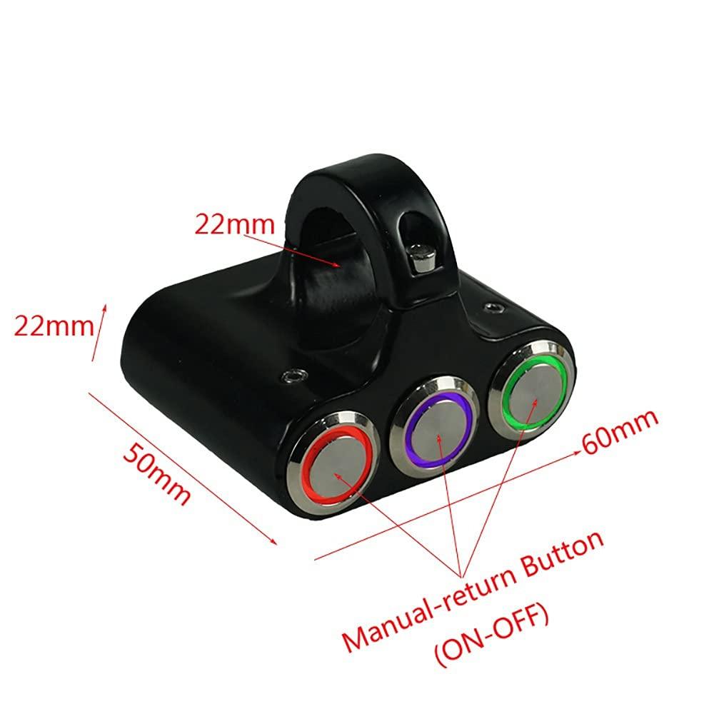 

RAYANA Motorcycle 3 Push Button Switch 7/8 22mm Handlebar Mount Control Switches Headlight Hazard Brake Fog Light ON/Off Button Handle bar Switch