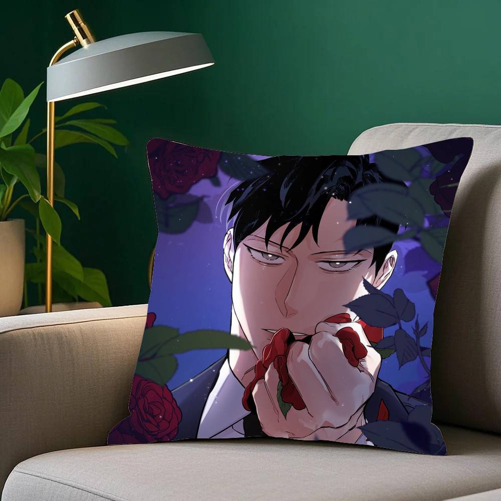 Manga Roses And C-champagne Pillow Case Fashion Square Pillowcase Bedroom Sofa Room Ins Decoration Leisure