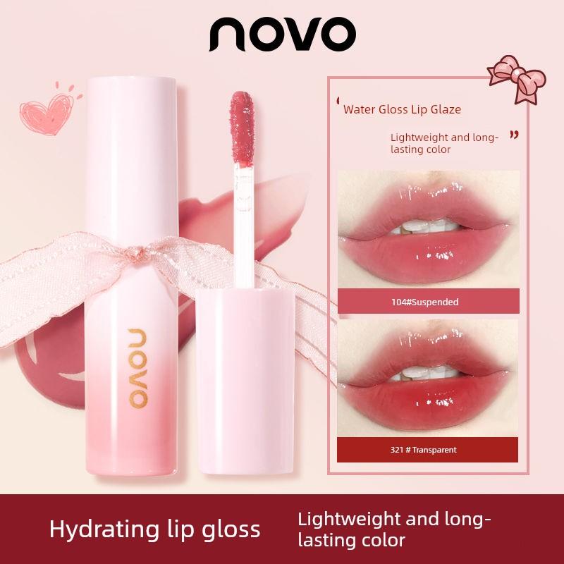 Novo Lip Lacquer Mirror Water Light Pure Desire Lipstick Raincoat Does Not Fade No Stain on Cup Nude Color Series Lip Gloss Female Plain Makeup