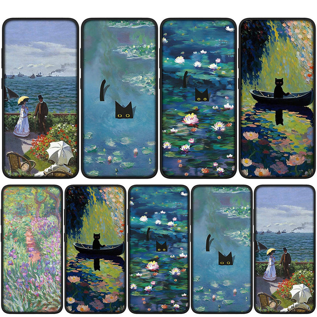 Cover for iPhone 17 16 15 Xiaomi Poco Redmi Note 14 13 12 11 Pro Max Samsung Galaxy S25 S24 S23 OPPO Huawei Art Claude Monet Waterlily Cat Phone Case