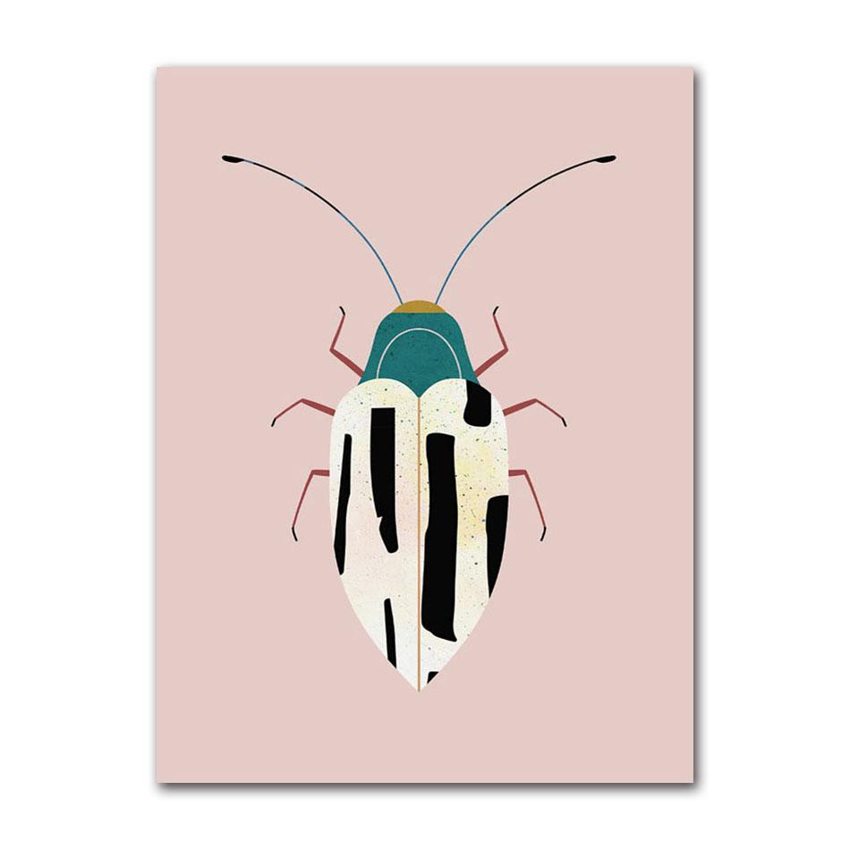Butterfly Wall Art Ladybug Tiger Moth Beetle Feather Canvas Painting Nordic Poster Printing Wall Picture Bedroom Decoration