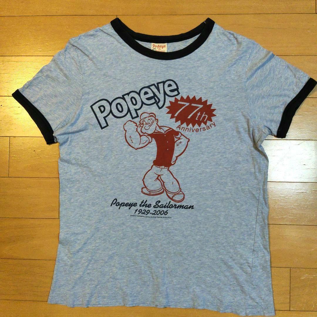 Rare 00s Vintage Ringer T-shirt Popeye Saxophone/Navy