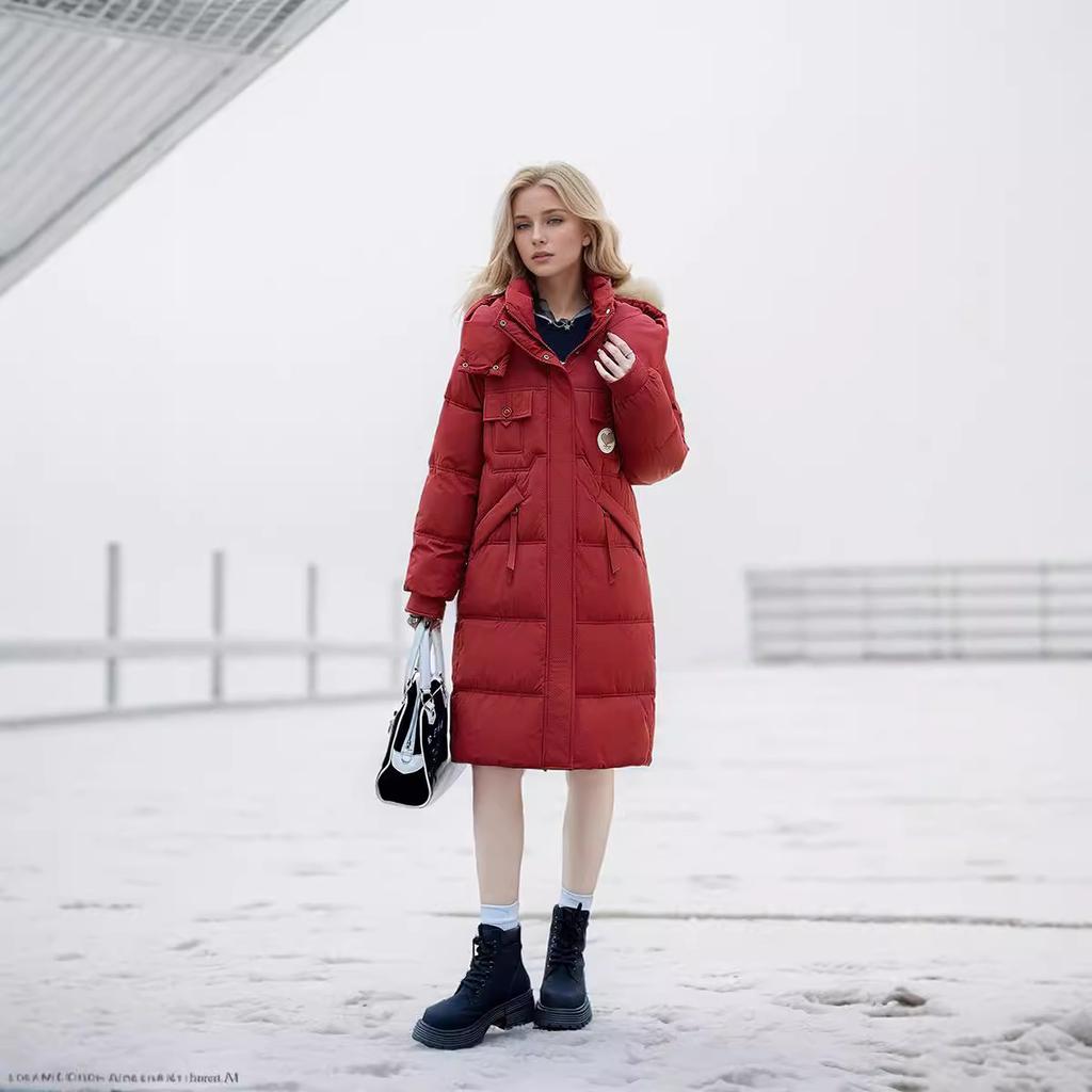 2024 Nouvelle veste demi-saison pour femme Veste longue décontractée à capuche en coton Veste longue d'hiver au-dessus du genou Vêtements pour femmes