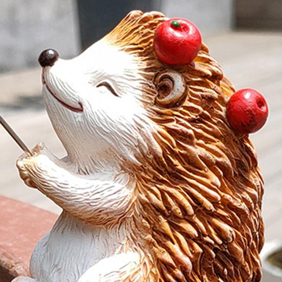 Fishing Hedgehog Figurine Resin Hedgehog Collectible Ornament Miniature Angler Hedgehog Statue for Fish Tank Aquarium