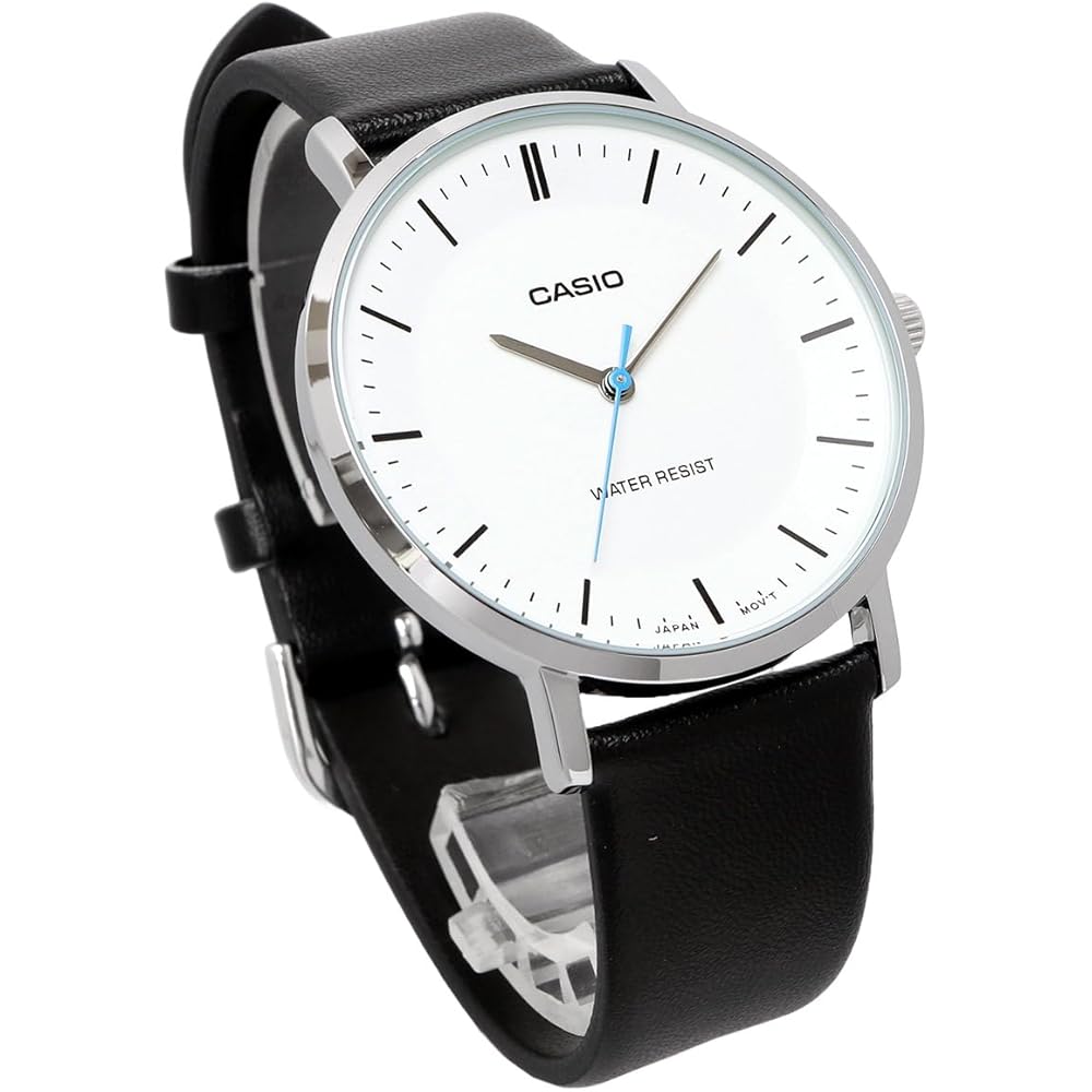 Casio MTP-VT04L-7E Quartz Men's Watch White Black Leather Band International Model