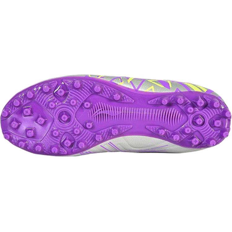 Li Ning Kids Jin Series PU Comfortable Versatile Trendy Non-Slip Shock Absorbing Durable Low-Top Soccer Shoes Kids Sneaker Silver Purple YSFV006-1