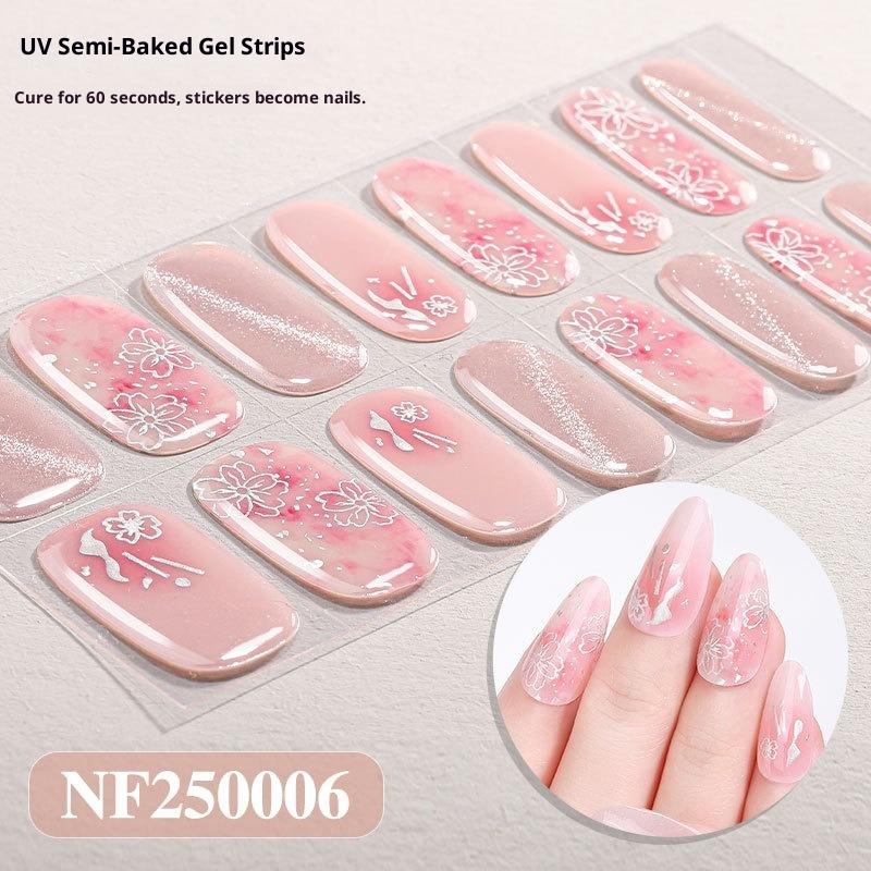 Új Csillámos Macskaszem Félig Kötött Gél Körömmatricák Gradiens Leopárdmintás Gél Körömművészeti Matricák