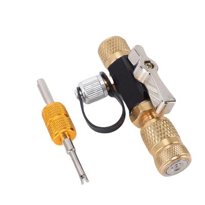 Outil de retrait de valve CVC en laiton   Outil d'installation et de retrait de valve de climatiseur pour climatisation de voiture