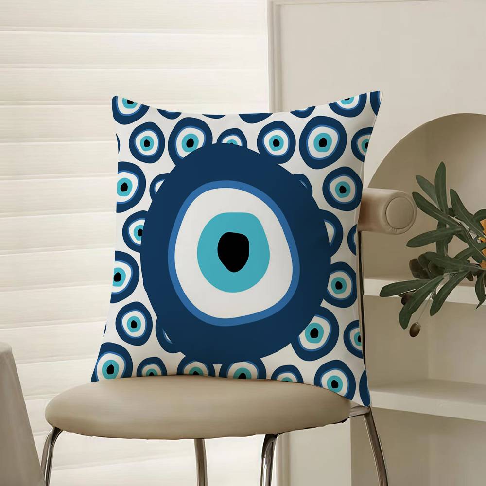 Evil Eye Symbol Art Pillow Case Comfort Sofa Bed Silky Elegant Invisible Zipper Decorative Cushion Cover