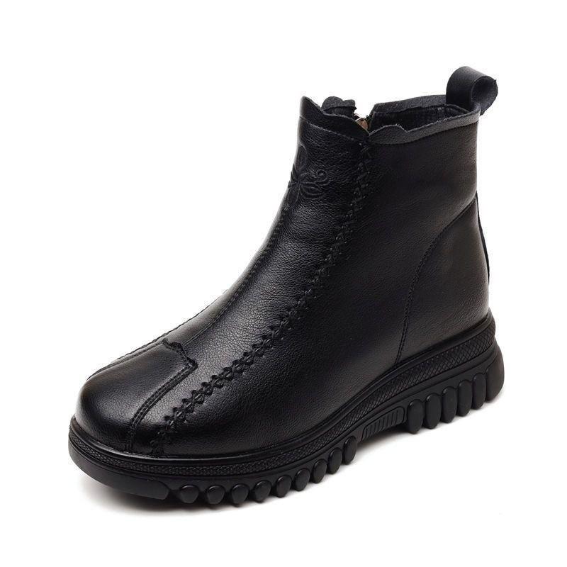 Autumn and winter new thick-soled heightened velvet thickened Martin boots versatile warm middle-aged mother cotton shoes