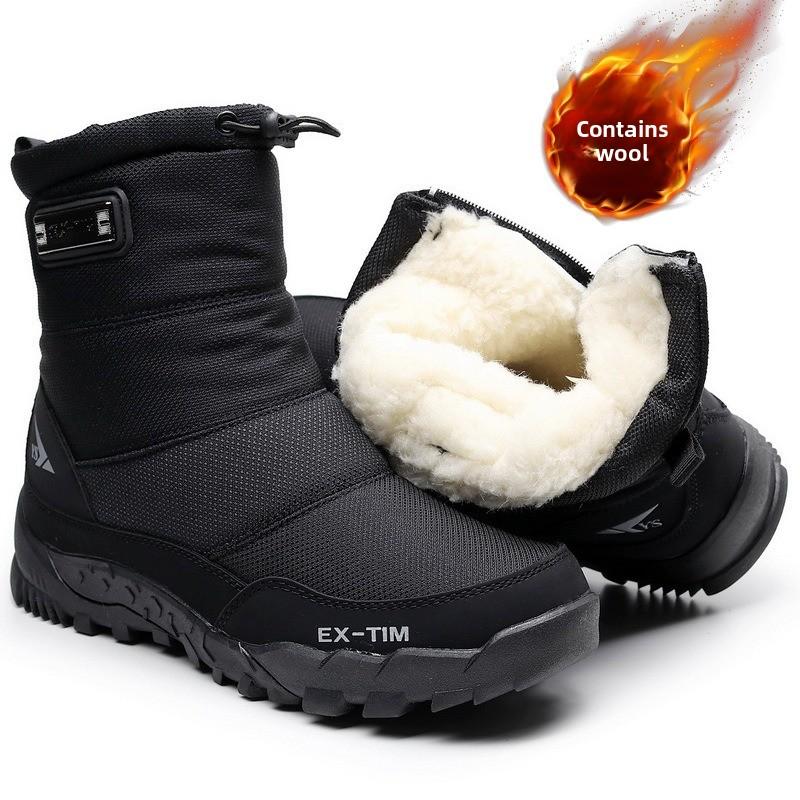 Herren Schneestiefel Outdoor Rutschfeste Plateau-Stiefel 2026Neue Winterstiefel für Herren Samt Warme Baumwollschuhe Winter Mittelhohe Stiefel Botas