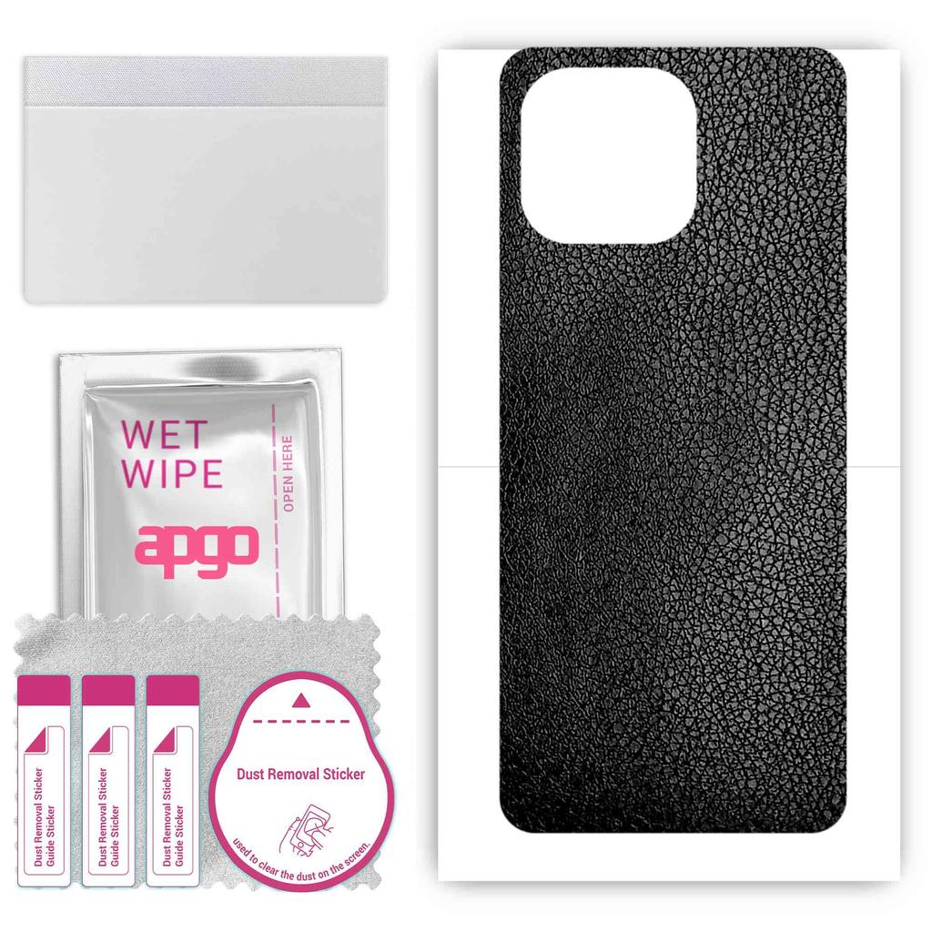 apgo Protective Skin Sticker for the back compatible with Honor Play 30M, Wrap Film, Foil, Vinyl - Pattern Black Leather