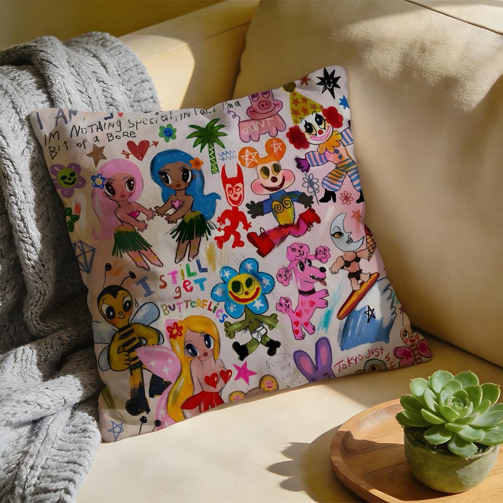 Cushion Cover Washed Linen Soft Breathable Decorative Case Sofa Home Pillow cover Singer KKarol G Funny MManana Sera Bonito