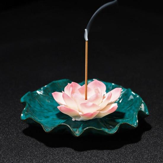 Ceramic Household Antique Lotus Aroma Incense Burner Plate Incense Holder Aromatherapy Furance Buddha Chan
