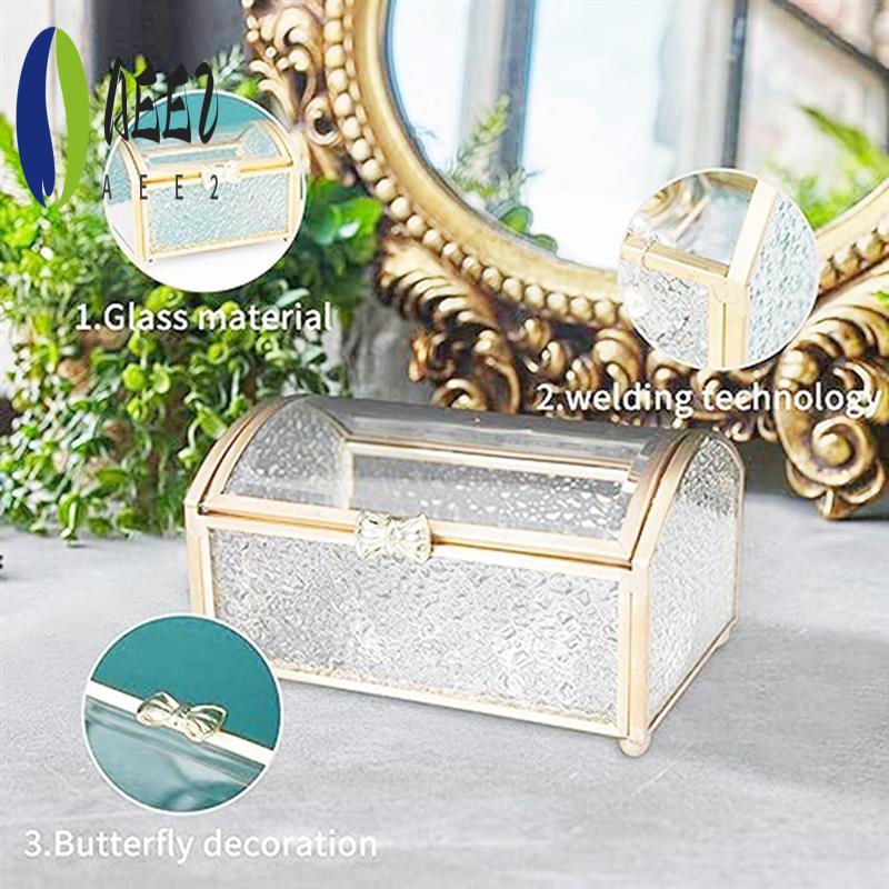 

AEE2-Treasure Chest Box Glass Jewelry Boxes Jewelry Organizer Gold Glasses Box Keepsake Box For Storage Ring Earring Small прозрачный