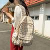 Schoolbag, College Student Backpack, High School Girl High School Girl, Stylish Korean Style Plaid Travel Backpack, Middle School Student Large