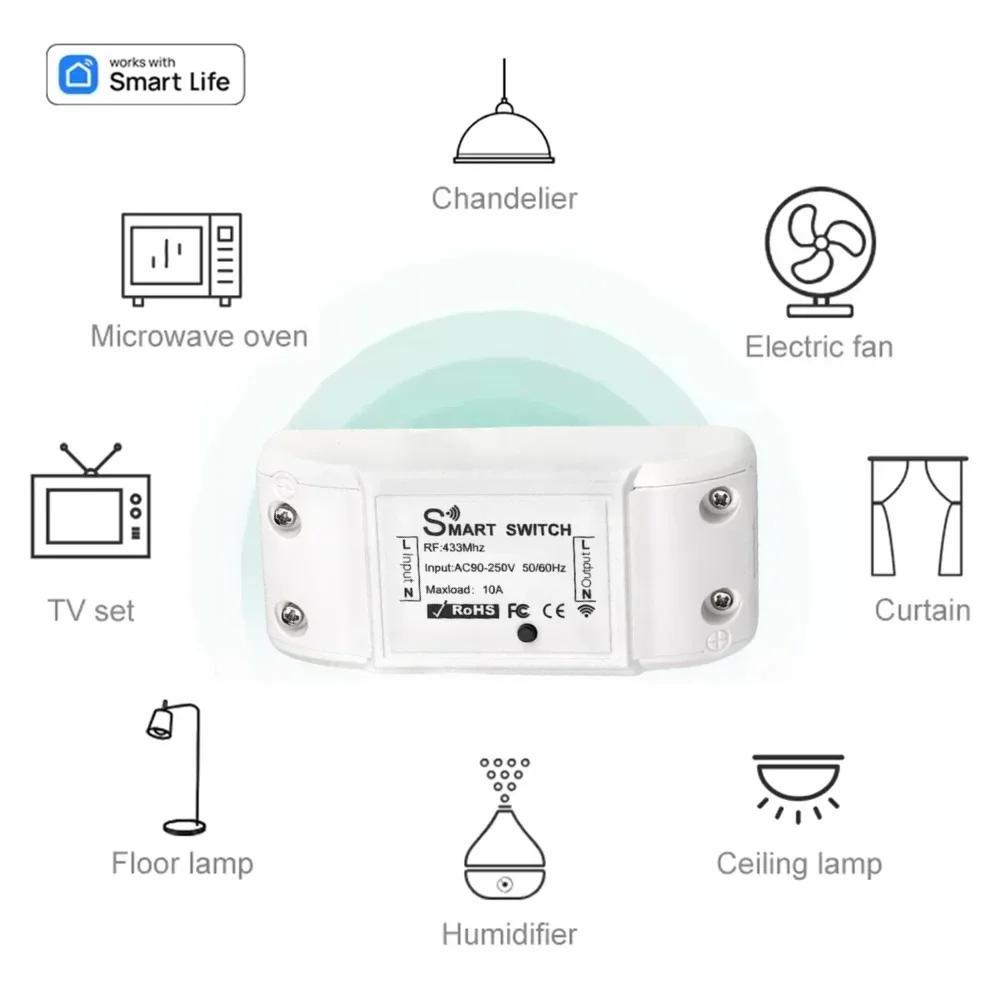 Tuya WiFi Smart Switch 433MHz RF Wireless Remote Control Universal Breaker Timer Voice Control Smart Life APP For Alexa Google