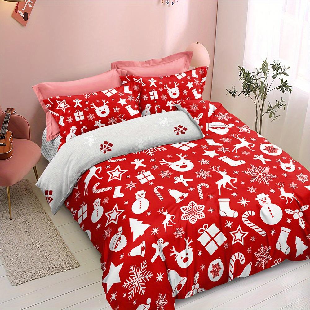 Christmas Theme Duvet Cover Set, Christmas Tree Man Snowflake Print Bedding Set, Soft Comfortable Breathable Duvet Cover