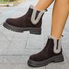 Fashion Furry Snow Boots Female Padded Thickened Cotton Shoes for Women 2025 Winter New Thick Bottom Slip on Plush Heeled Ankle Botas
